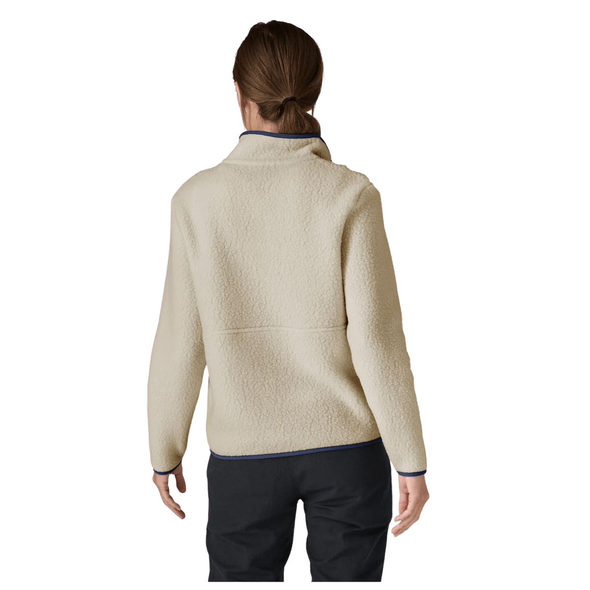 PATAGONIA WOMEN'S RETRO PILE MARSUPIAL PULLOVER - NATURAL - BACK VIEW WW