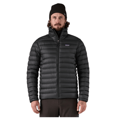 PATAGONIA MEN'S DOWN SWEATER JACKET DWR FINISH - BLACK - FRONT VIEW WW