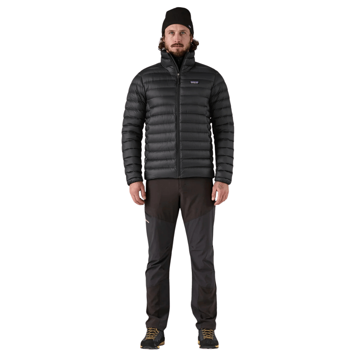 PATAGONIA MEN'S DOWN SWEATER JACKET DWR FINISH - BLACK - FRONT FULL VIEW WW