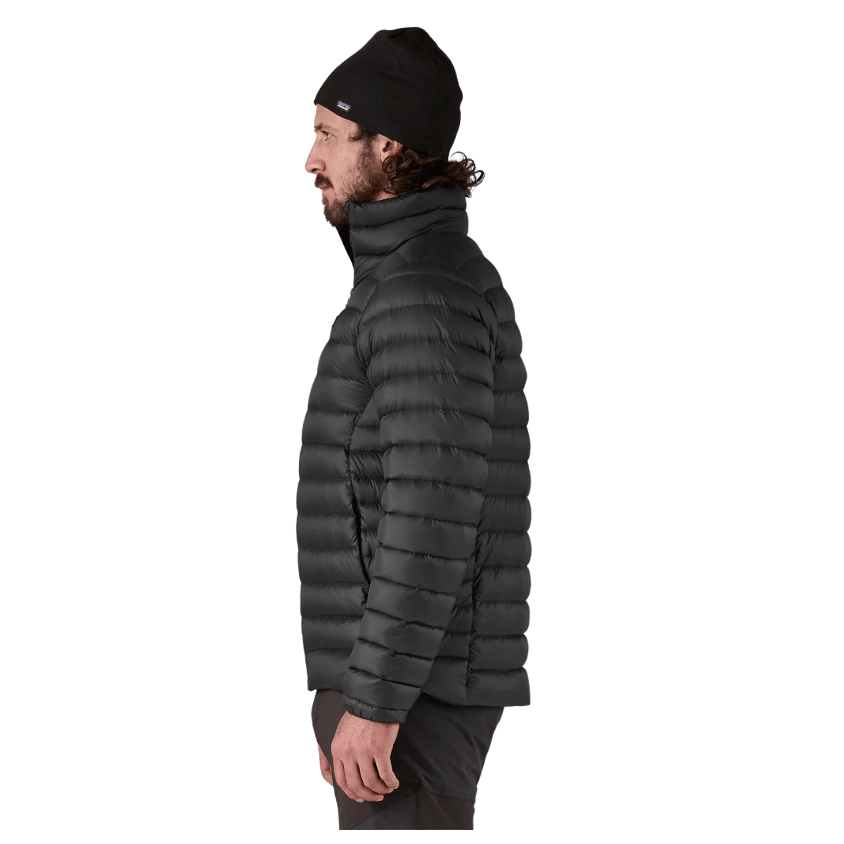 PATAGONIA MEN'S DOWN SWEATER JACKET DWR FINISH - BLACK - SIDE VIEW WW