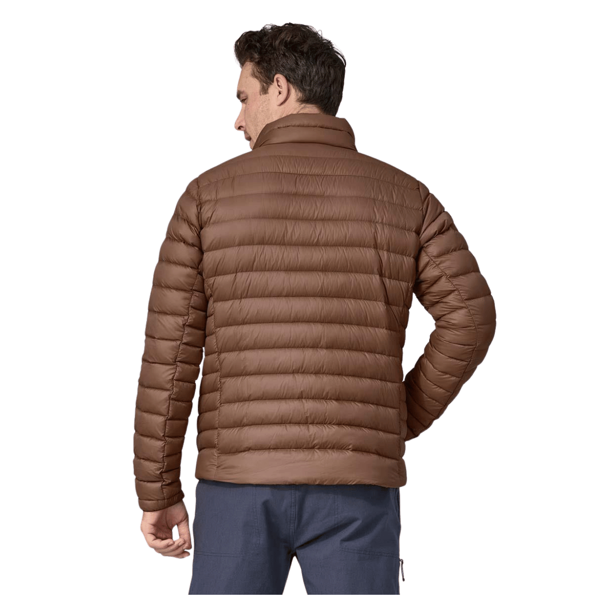 PATAGONIA MEN'S DOWN SWEATER JACKET DWR FINISH - MOOSE BROWN - BACK VIEW WW