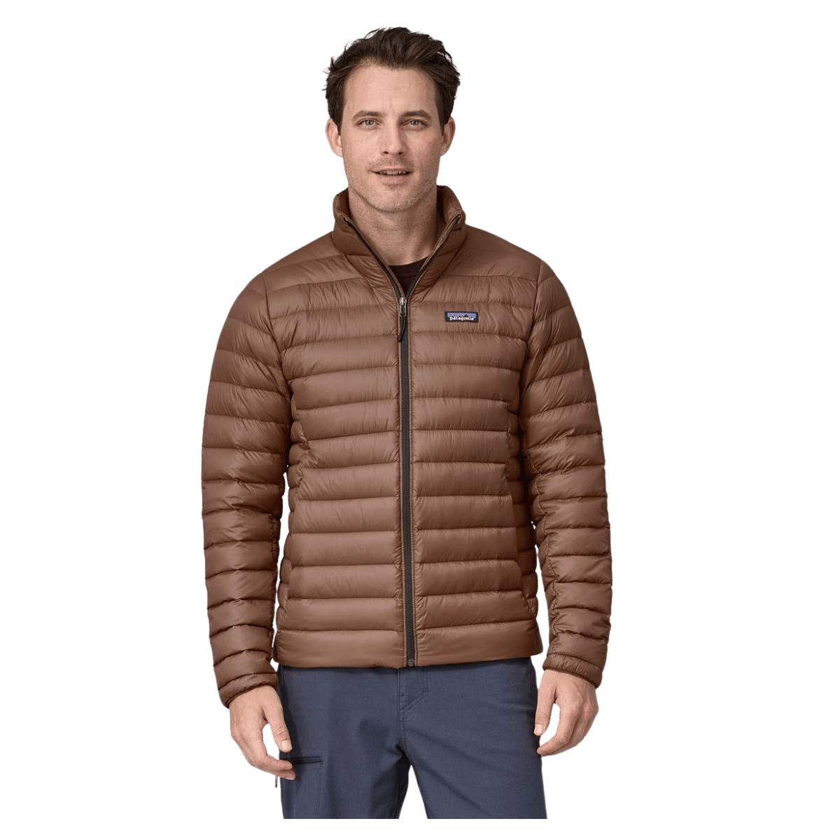 PATAGONIA MEN'S DOWN SWEATER JACKET DWR FINISH - MOOSE BROWN - FRONT VIEW WW