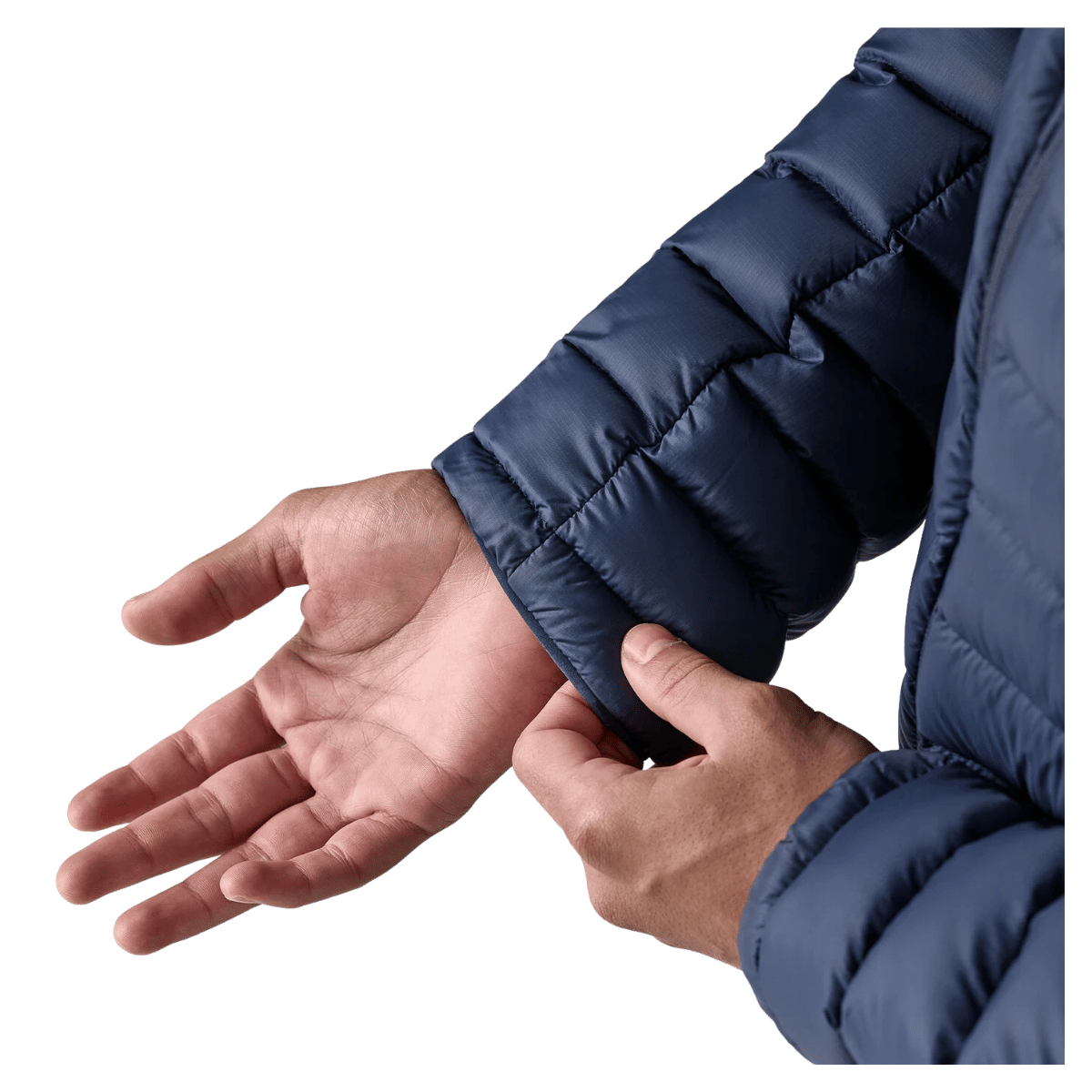 PATAGONIA MEN'S DOWN SWEATER JACKET DWR FINISH - NEW NAVY - WRIST VIEW WW