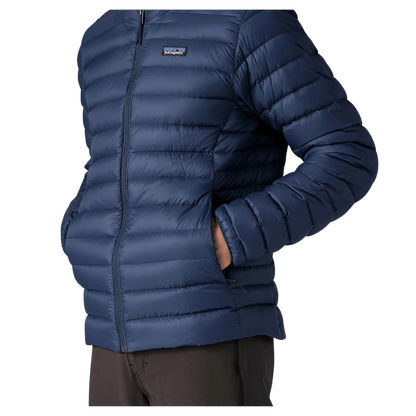 PATAGONIA MEN'S DOWN SWEATER JACKET DWR FINISH - NEW NAVY - POCKET VIEW WW
