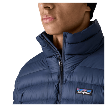 PATAGONIA MEN'S DOWN SWEATER JACKET DWR FINISH - NEW NAVY - NECK PART WW