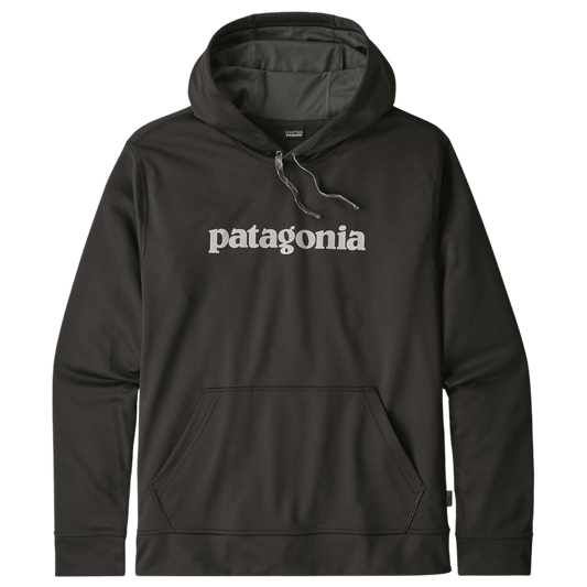 PATAGONIA MEN'S LIGHT WEIGHT '73 TEXT LOGO HOODY - INK BLACK FRONT