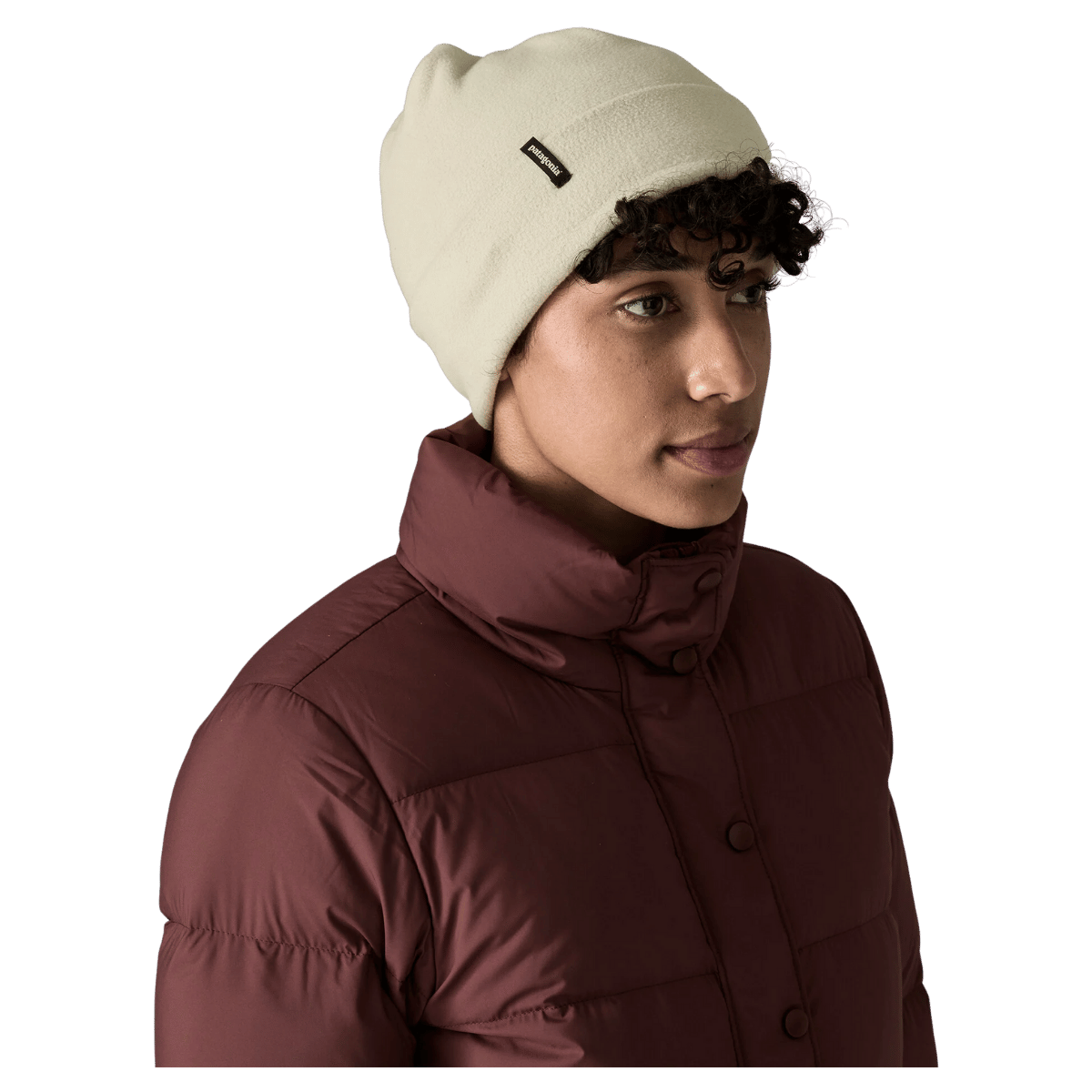 PATAGONIA MICRO D FLEECE ADJUSTABLE CUFF BEANIE - PELICAN - SIDE VIEW CUFFED