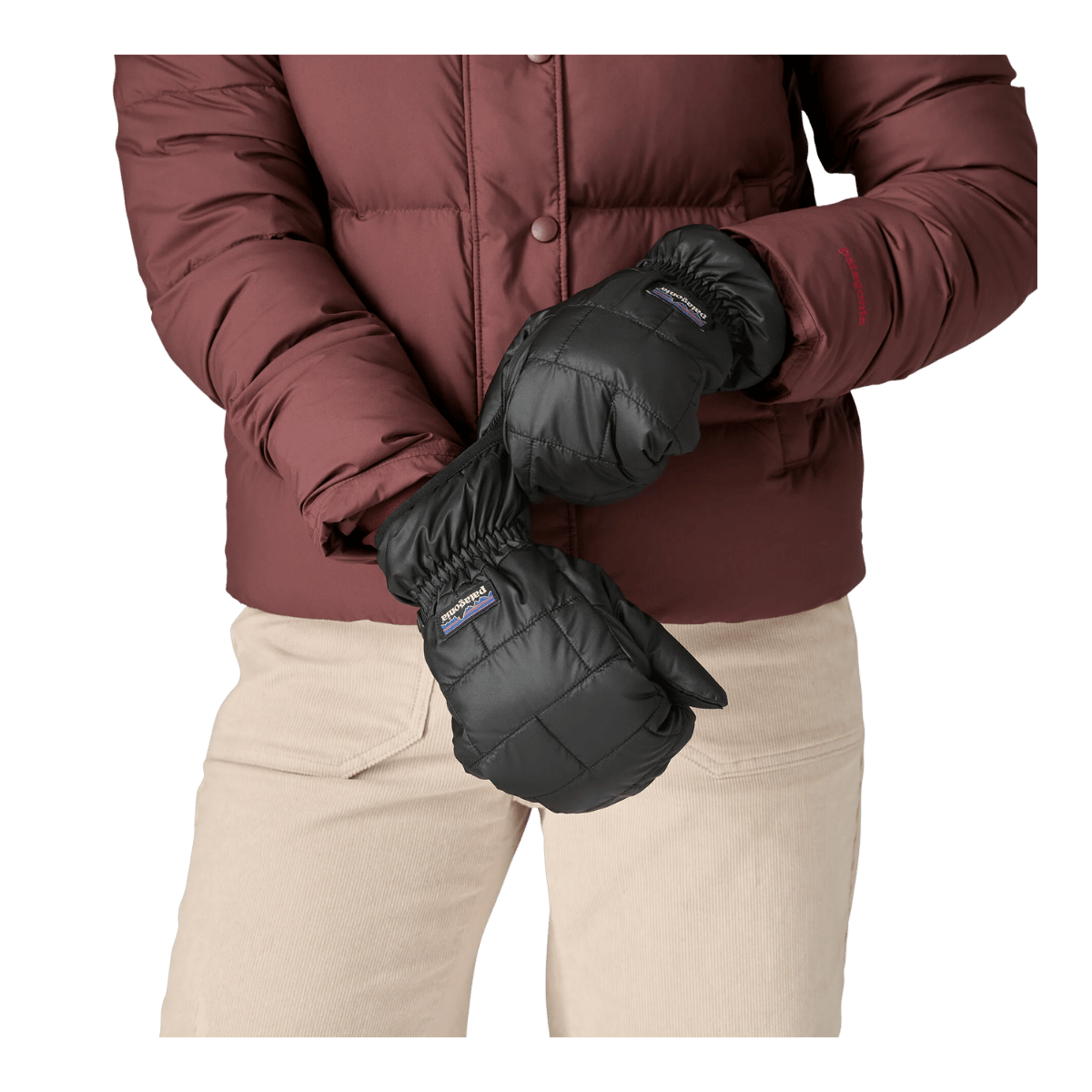 PATAGONIA NANO PUFF MITTS - BLACK FRONT MODEL