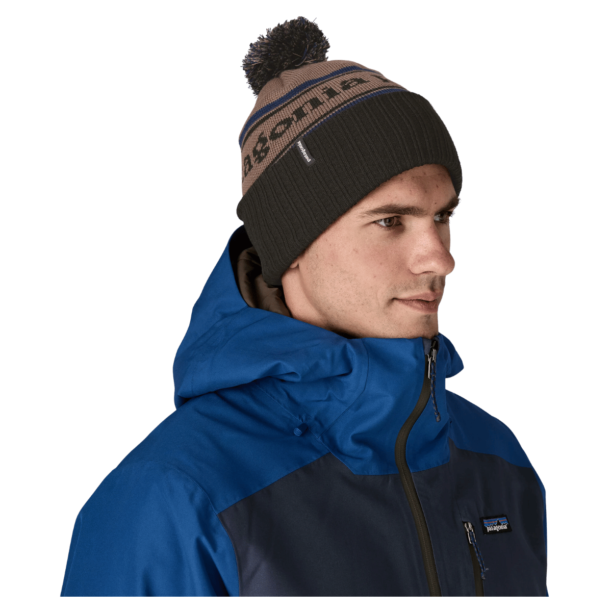 PATAGONIA POWDER TOWN CLASSIC BEANIE - MARLOW BROWN - SIDE VIEW WW