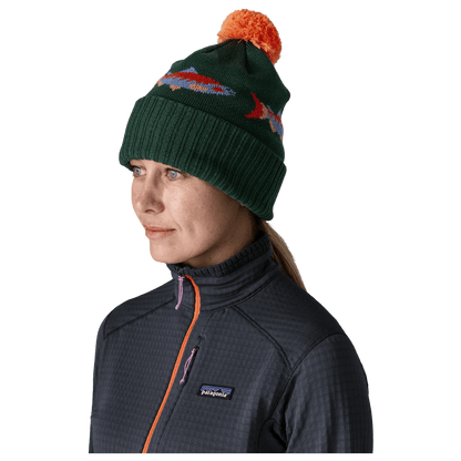 PATAGONIA POWDER TOWN CLASSIC BEANIE - OLD GROWTH GRN - SIDE VIEW WW