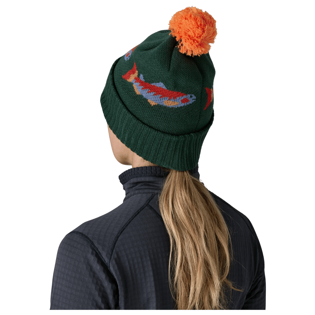 PATAGONIA POWDER TOWN CLASSIC BEANIE - OLD GROWTH GRN - BACK VIEW WW
