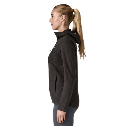 PATAGONIA WOMEN'S R1 AIR FULL ZIP HOODY - BLACK - SIDE VIEW WW