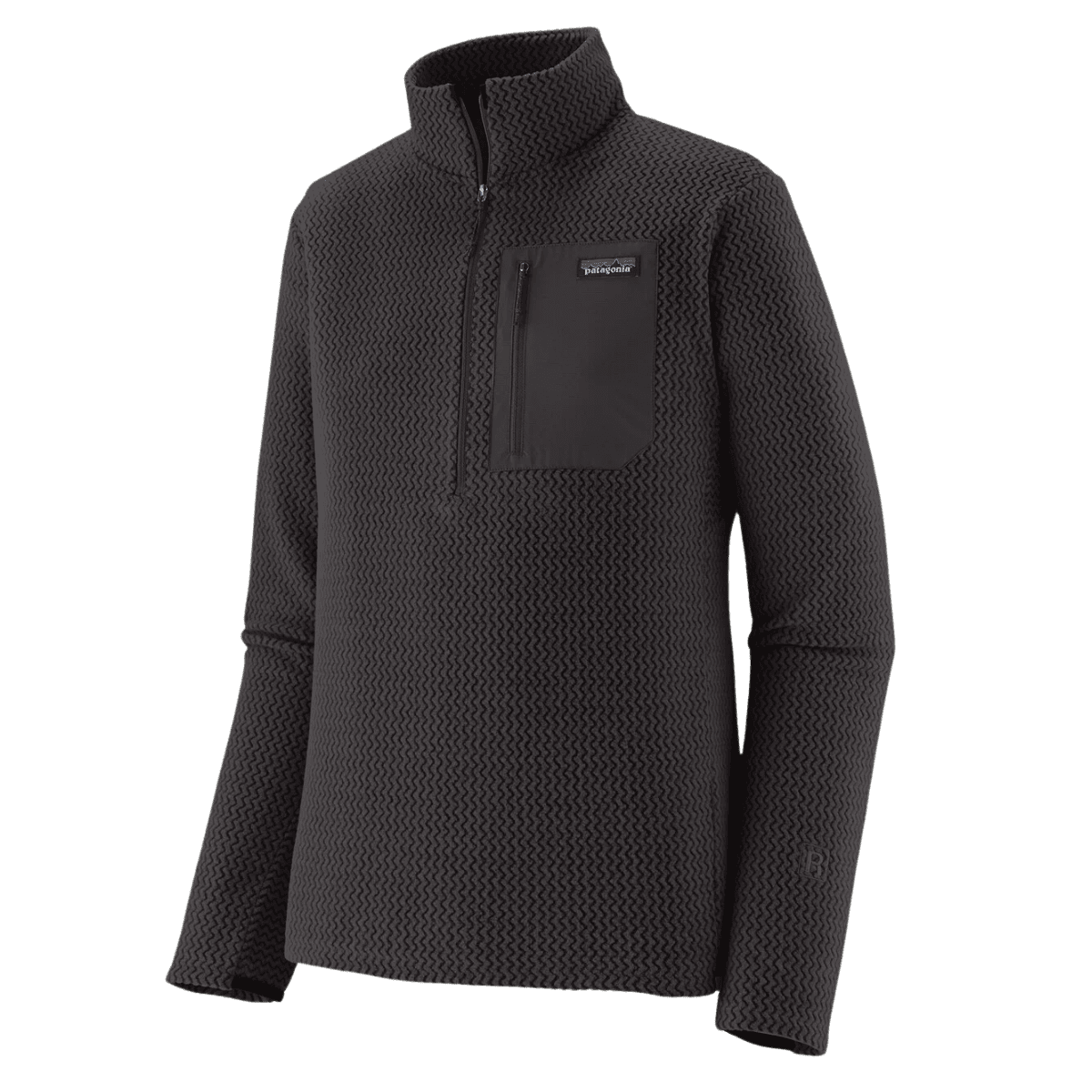 PATAGONIA MEN'S R1 AIR ZIP-NECK JACQUARD FLEECE PULLOVER - BLACK - SIDE ANGLE