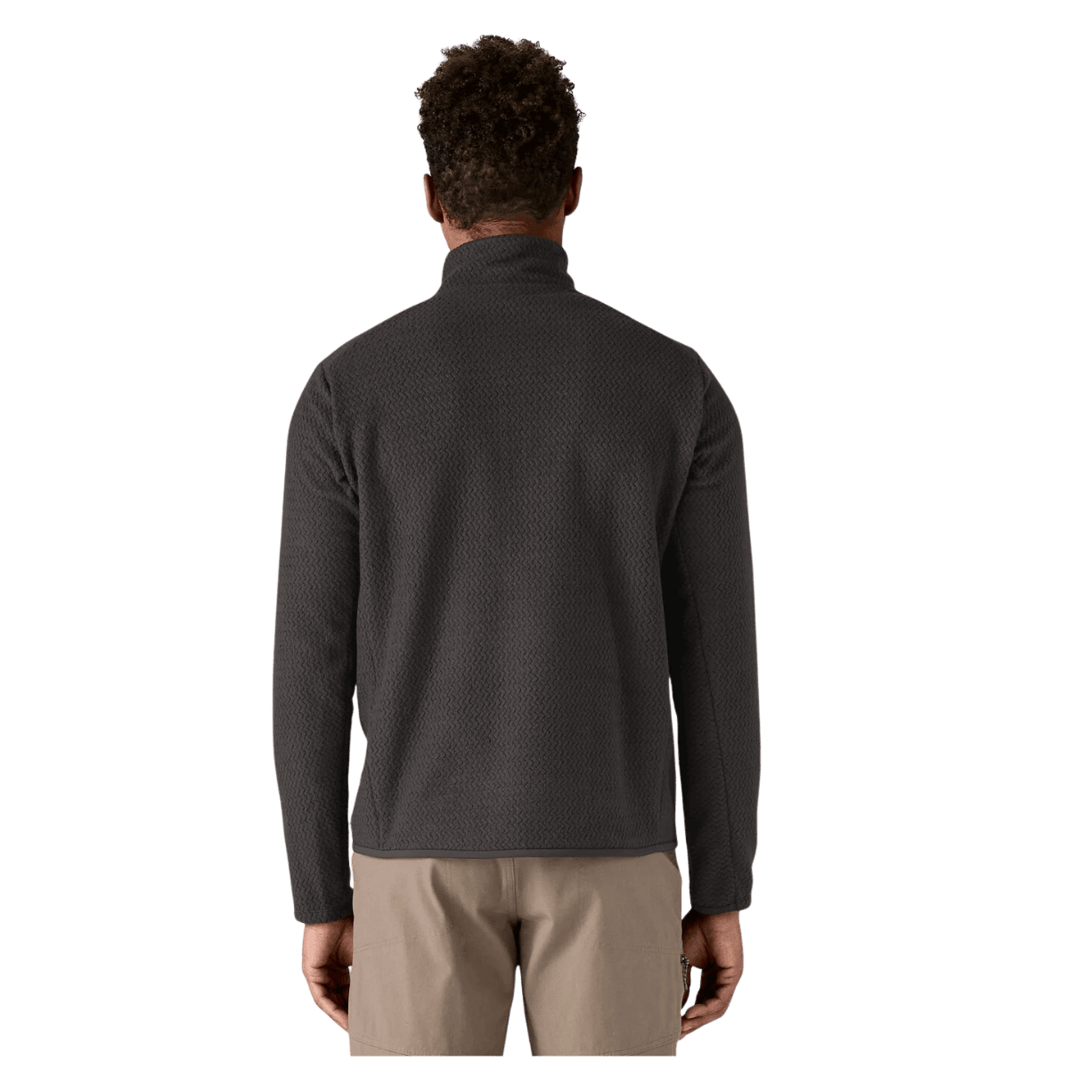 PATAGONIA MEN'S R1 AIR ZIP-NECK JACQUARD FLEECE PULLOVER - BLACK - BACK VIEW WW