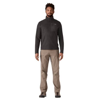 PATAGONIA MEN'S R1 AIR ZIP-NECK JACQUARD FLEECE PULLOVER - BLACK - FRONT FULL VIEW WW