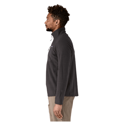 PATAGONIA MEN'S R1 AIR ZIP-NECK JACQUARD FLEECE PULLOVER - BLACK - SIDE VIEW WW