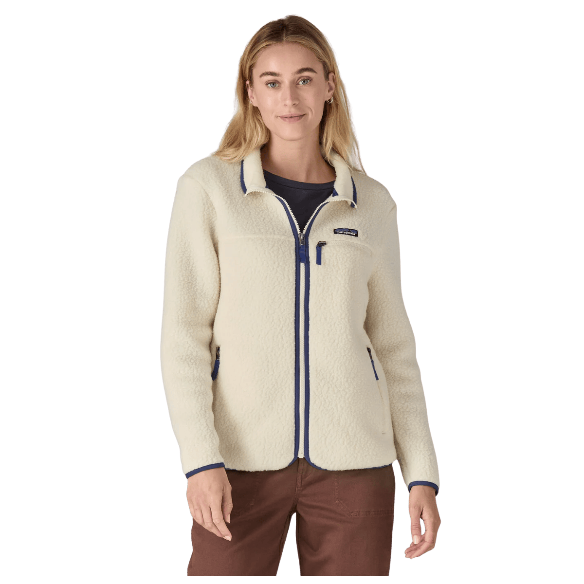 PATAGONIA WOMEN'S RETRO PILE SHEARLING FLEECE JACKET - NATURAL - FRONT VIEW WW