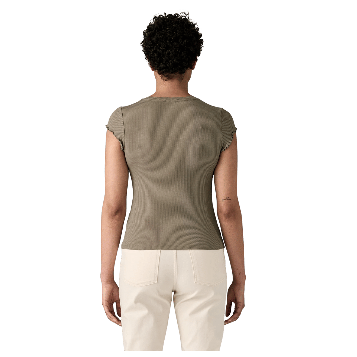 PATAGONIA WOMEN'S RIB KNIT TOP W/ TENCEL BLEND - WING GREY - BACK VIEW WW