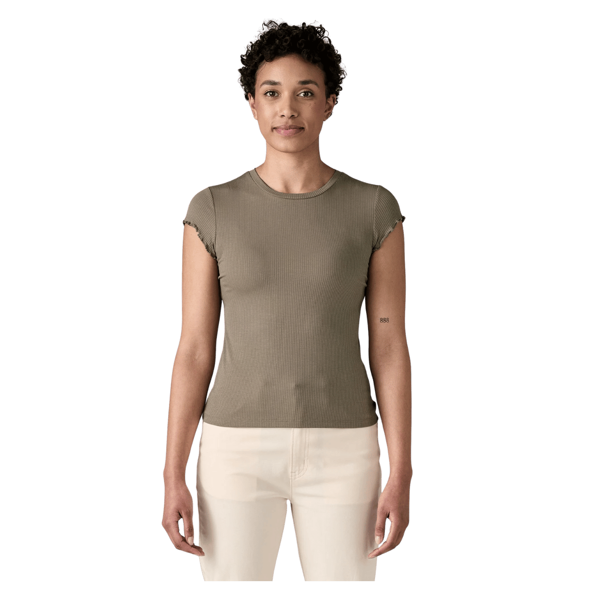 PATAGONIA WOMEN'S RIB KNIT TOP W/ TENCEL BLEND - WING GREY - FRONT VIEW WW
