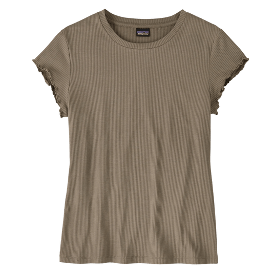 PATAGONIA WOMEN'S RIB KNIT TOP W/ TENCEL BLEND - WING GREY - FRONT VIEW