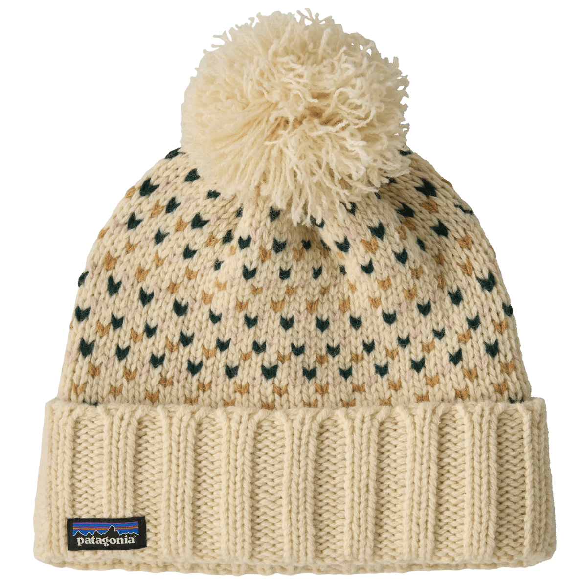 PATAGONIA WOMEN SNOWBELLE WINTER BEANIE - CONFETTI NATURAL - FRONT VIEW 