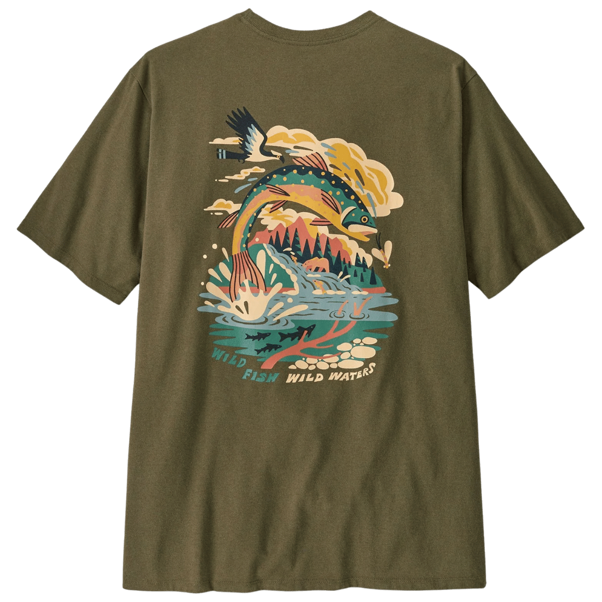 PATAGONIA TAKE A STAND RESPONSIBILI-TEE - PINE STREAM: TENT GREEN BACK