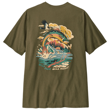 PATAGONIA TAKE A STAND RESPONSIBILI-TEE - PINE STREAM: TENT GREEN BACK