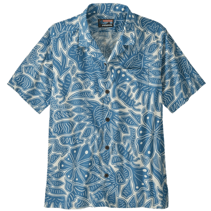 PATAGONIA TIDAL THREADS CAMP SHIRT - BEES & FLOWERS: STILL BLUE FRONT