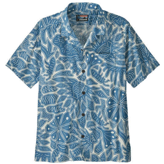 PATAGONIA TIDAL THREADS CAMP SHIRT - BEES & FLOWERS: STILL BLUE FRONT