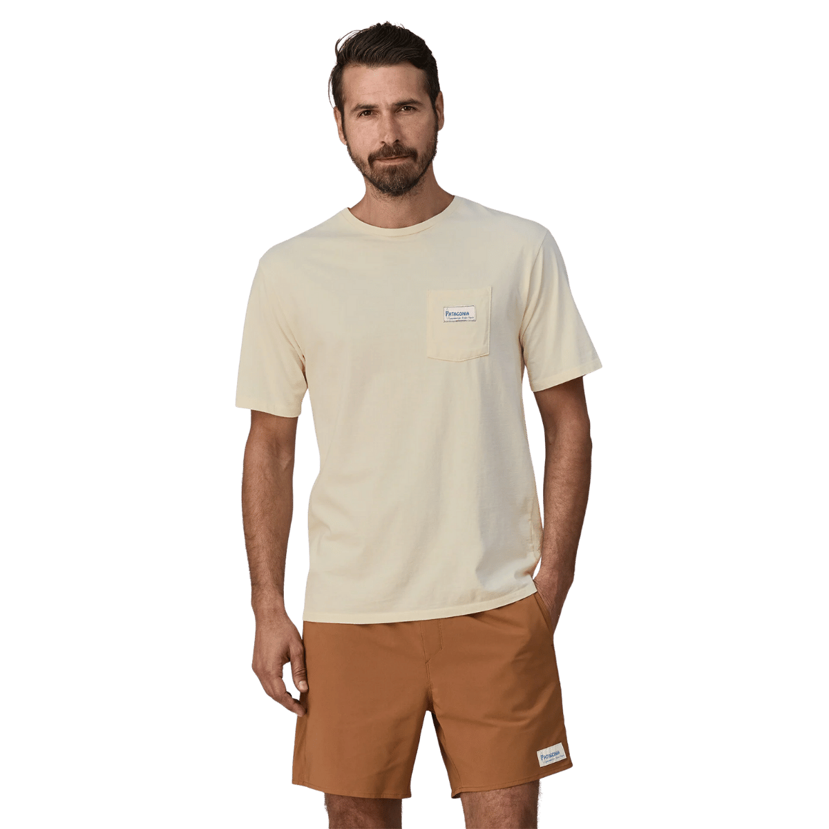 PATAGONIA WATER PEOPLE ORGANIC T-SHIRT - WATER PEOPLE BANNER: UNDYED NATURAL WW FRONT