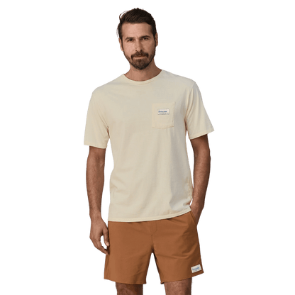 PATAGONIA WATER PEOPLE ORGANIC T-SHIRT - WATER PEOPLE BANNER: UNDYED NATURAL WW FRONT