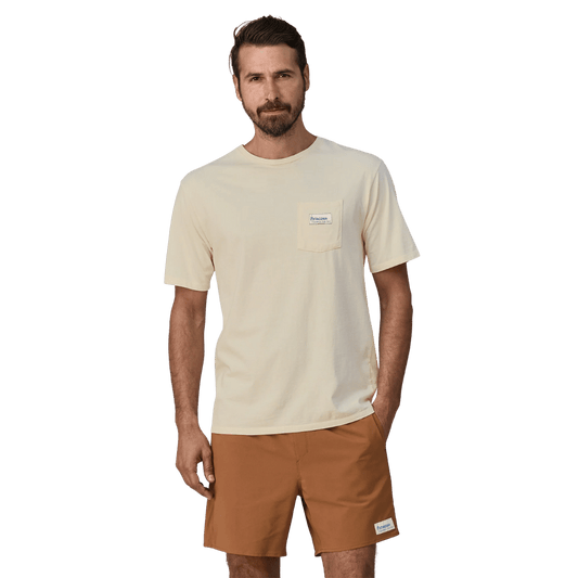 PATAGONIA WATER PEOPLE ORGANIC T-SHIRT - WATER PEOPLE BANNER: UNDYED NATURAL WW FRONT