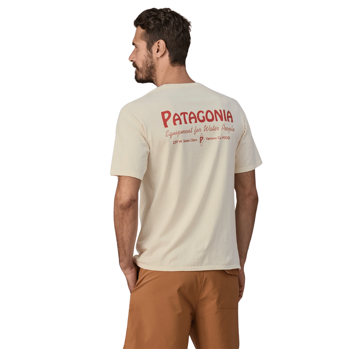 PATAGONIA WATER PEOPLE ORGANIC T-SHIRT - WATER PEOPLE BANNER: UNDYED NATURAL WW BACK