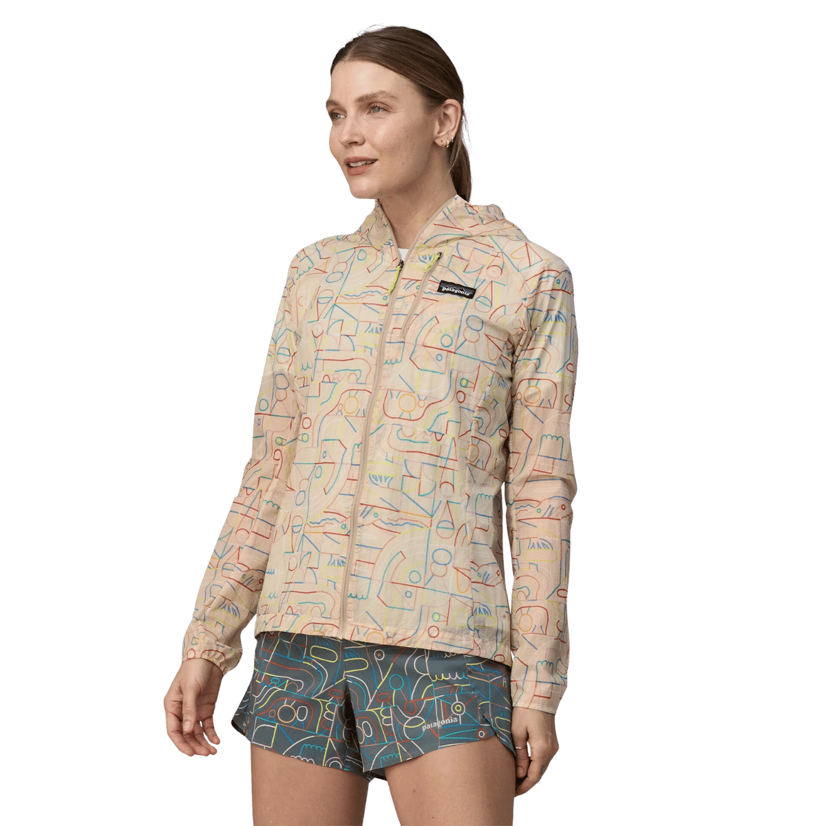 PATAGONIA WOMENS HOUDINI JACKET - LOSE YOURSELF OUTLINE PUMICE WW FRONT