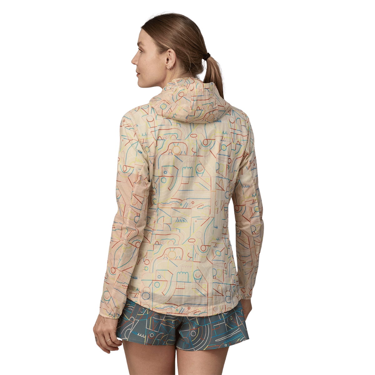 PATAGONIA WOMENS HOUDINI JACKET - LOSE YOURSELF OUTLINE PUMICE WW BACK