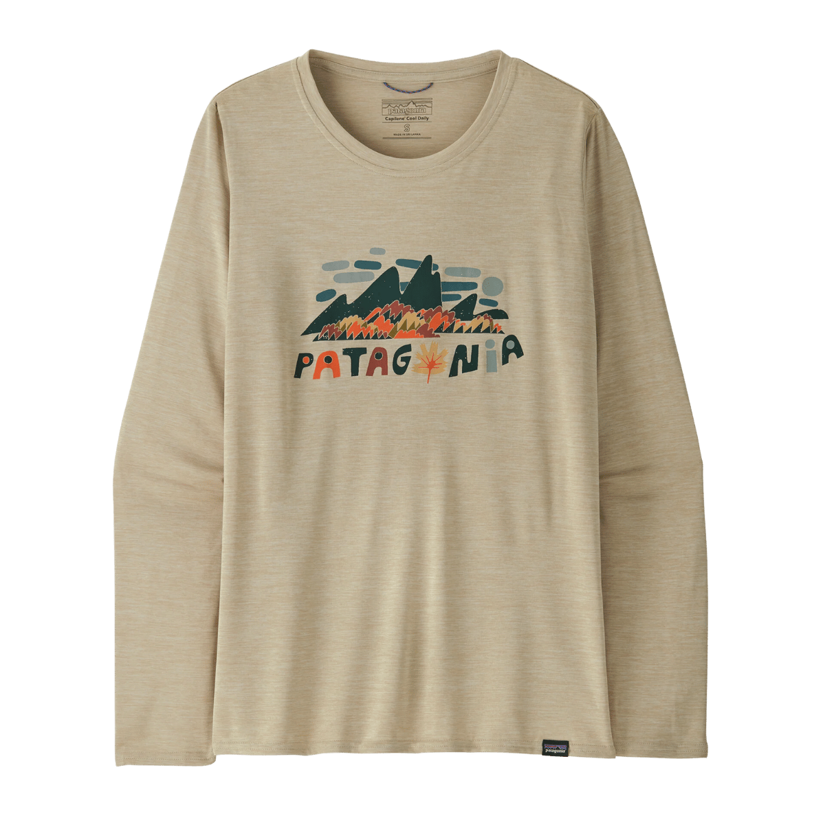 PATAGONIA WOMEN'S CAP COOL DLY GRAPHIC LONG SLEEVE - PUMICE X-DYE FRONT