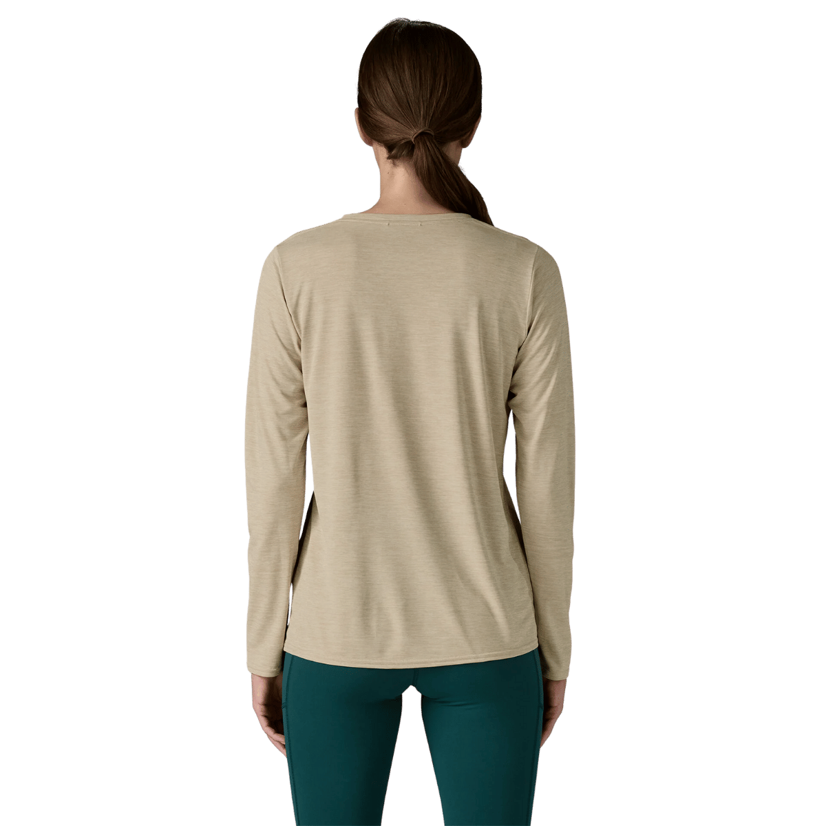 PATAGONIA WOMEN'S CAP COOL DLY GRAPHIC LONG SLEEVE - PUMICE X-DYE WW BACK