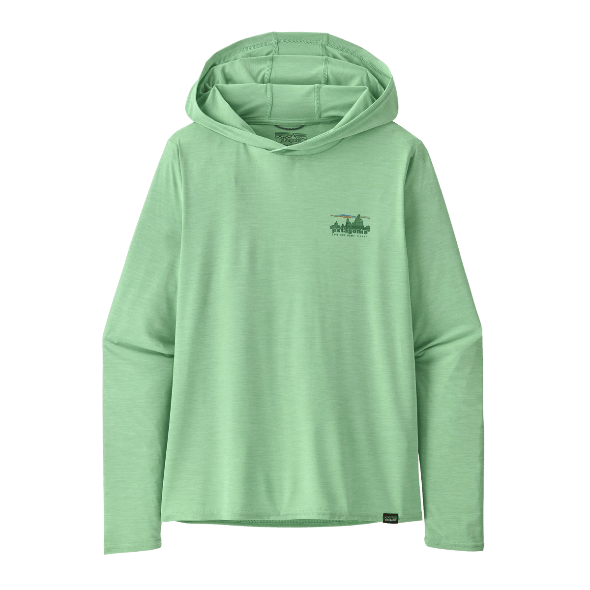 PATAGONIA WOMEN'S CAPILENE COOL DAILY GRAPHIC HOODY - RINSED GREEN FRONT