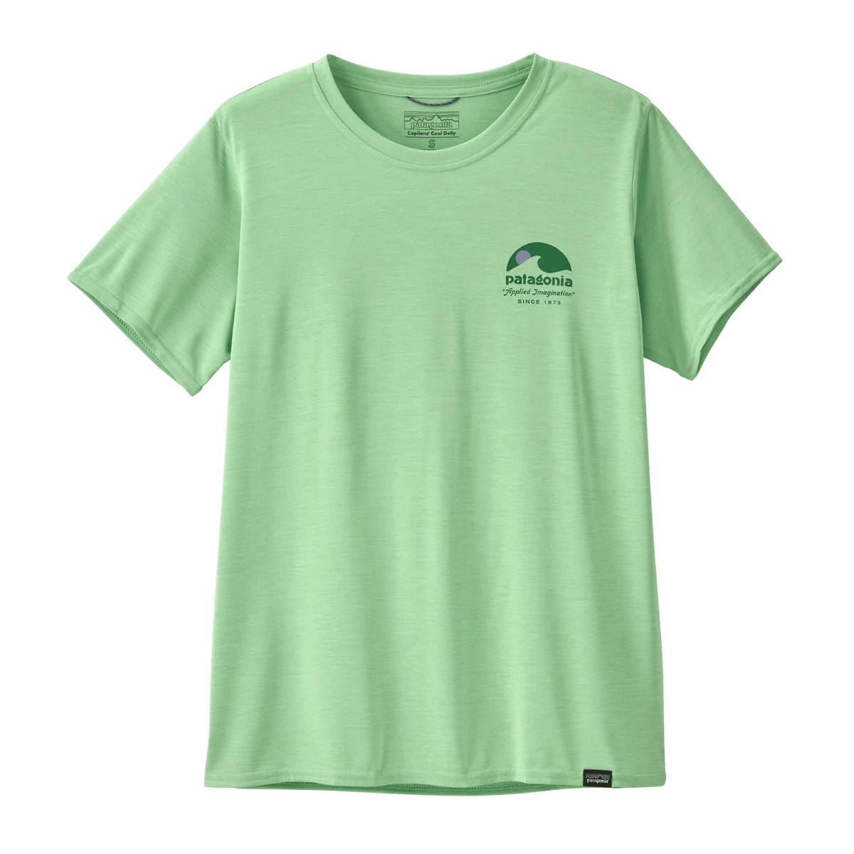 PATAGONIA WOMEN'S CAPILENE COOL DAILY GRAPH SHIRT - APPLIED IMAGINATION: RINSED GREEN FRONT