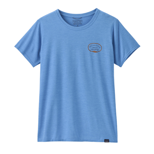 PATAGONIA WOMEN'S CAPILENE COOL DAILY SHIRT LANDS - CLEAN CLIMB ROOTS: ABUNDANT BLUE FRONT