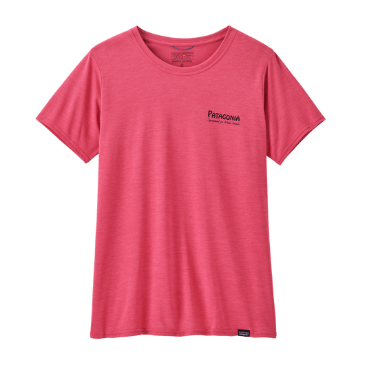 PATAGONIA WOMEN'S CAPILENE COOL DAILY SHIRT WATER - WATER PEOPLE BANNER: LUMINOUS PINK FRONT