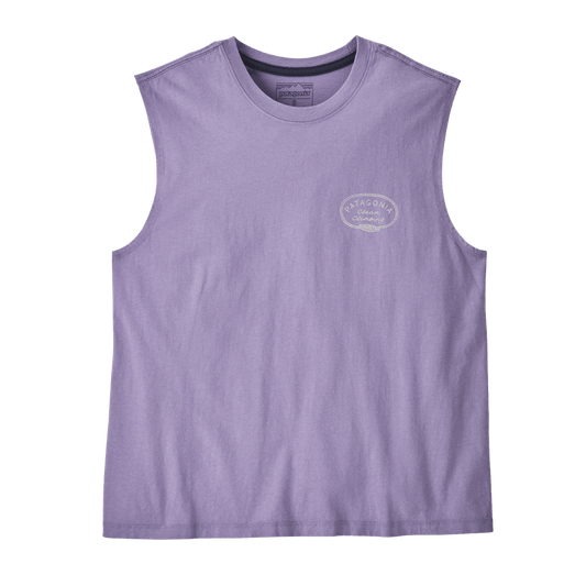 PATAGONIA WOMEN'S CLEAN CLIMB ROOTS BOXY TANK - CONCRETE PURPLE FRONT
