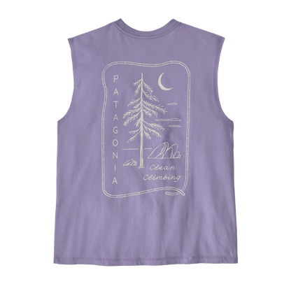 PATAGONIA WOMEN'S CLEAN CLIMB ROOTS BOXY TANK - CONCRETE PURPLE BACK