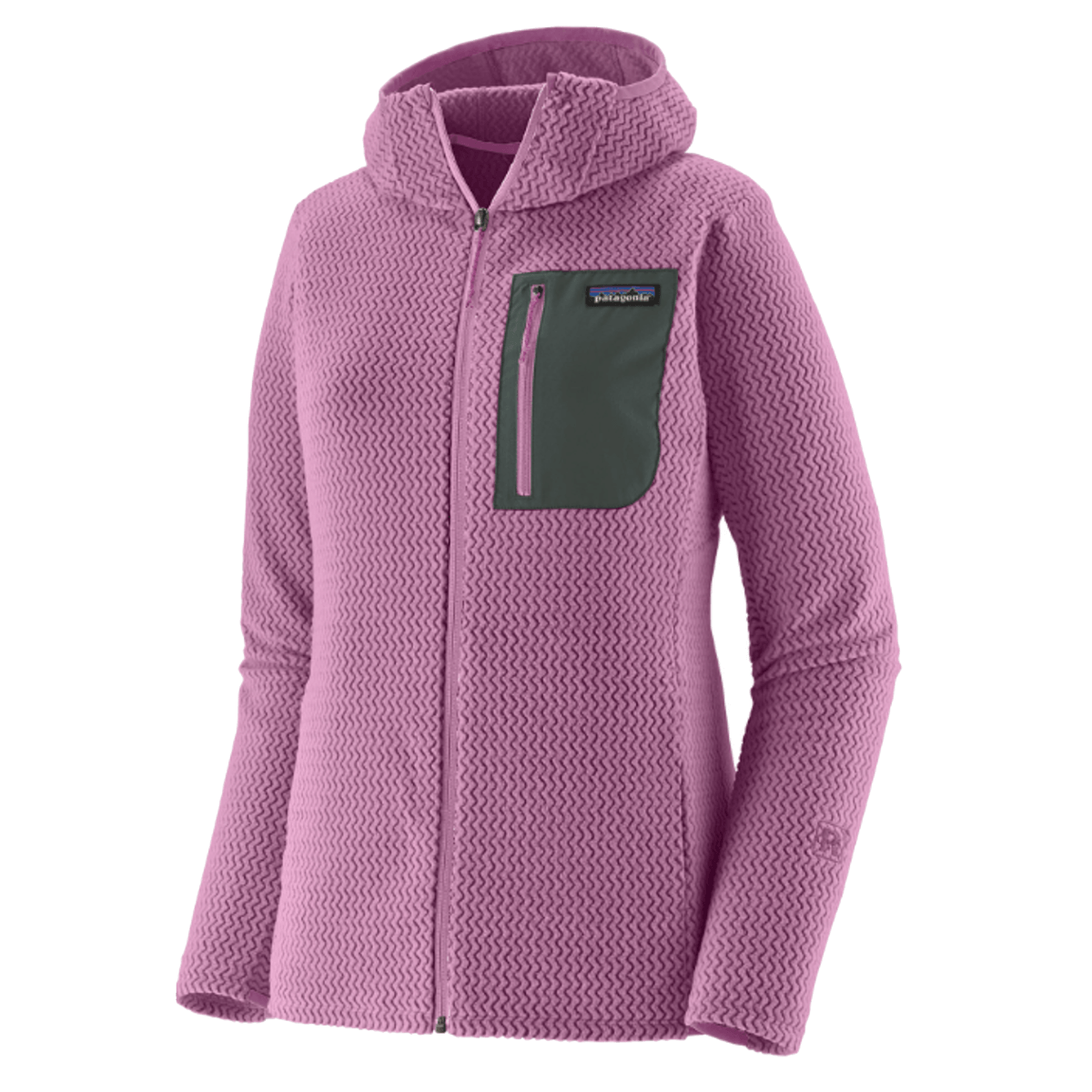 PATAGONIA WOMEN'S LIGHTWEIGHT R1 AIR FLEECE FULL-ZIP HOODY - BRISK PURPLE front view