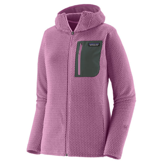PATAGONIA WOMEN'S LIGHTWEIGHT R1 AIR FLEECE FULL-ZIP HOODY - BRISK PURPLE front view