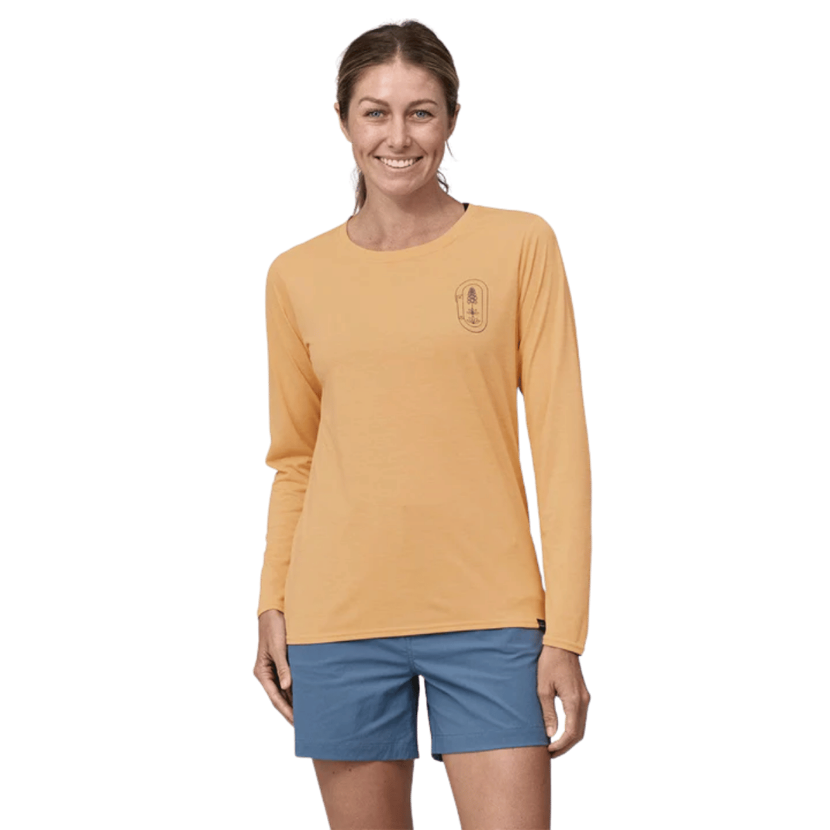PATAGONIA WOMEN'S LONGSLEEVE CAP COOL DAILY SHIRT LAND - CCB SANDY MELON WW FRONT