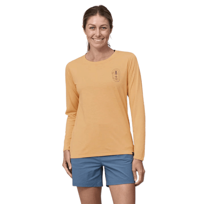 PATAGONIA WOMEN'S LONGSLEEVE CAP COOL DAILY SHIRT LAND - CCB SANDY MELON WW FRONT