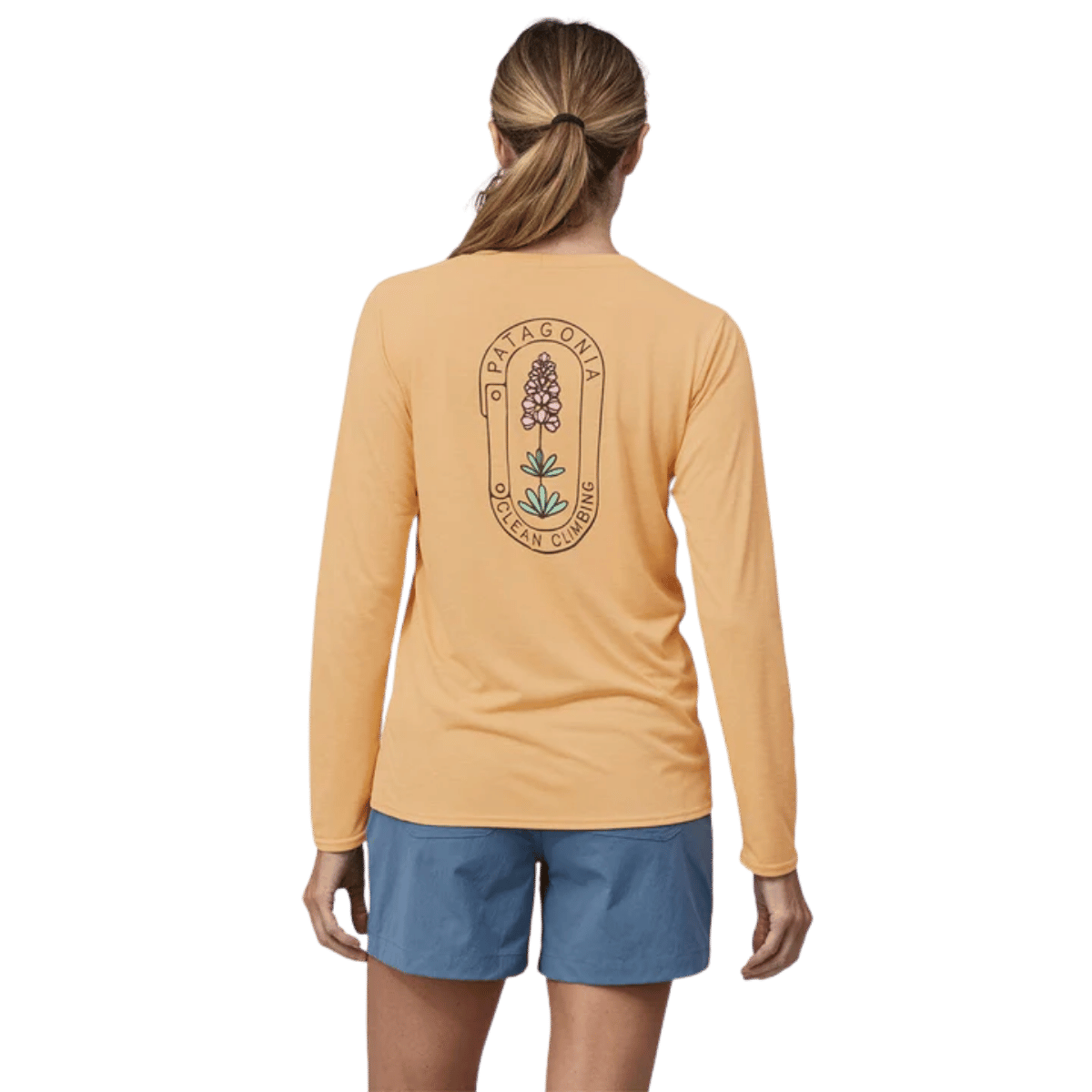 PATAGONIA WOMEN'S LONGSLEEVE CAP COOL DAILY SHIRT LAND - CCB SANDY MELON WW BACK