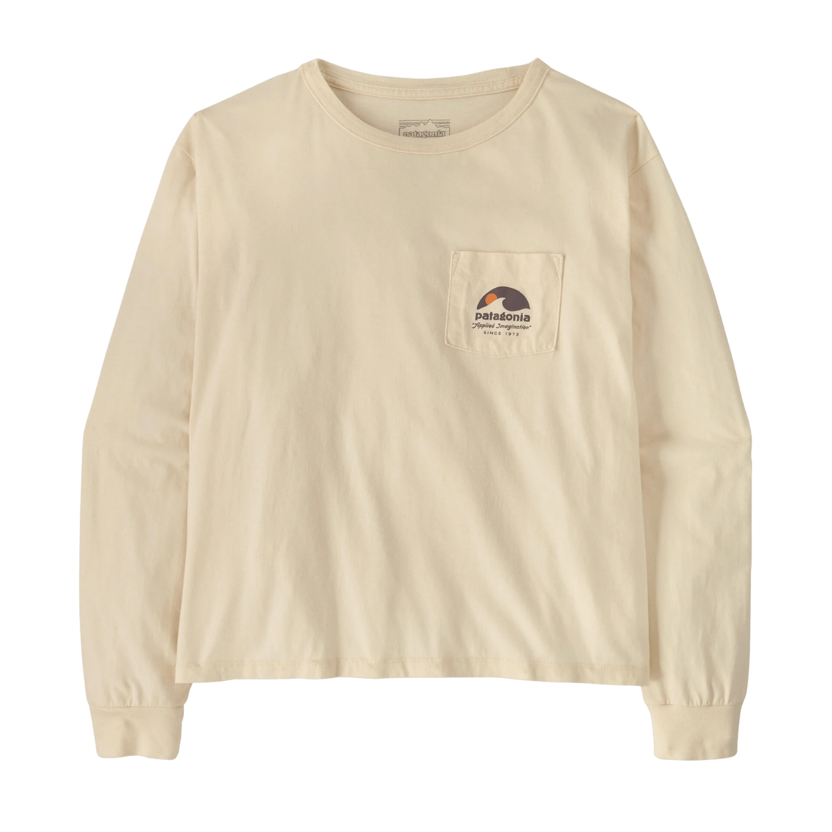 PATAGONIA WOMEN'S LONGSLEEVED APPLIED IMAGINATION TEE - UNDYED NATURAL FRONT