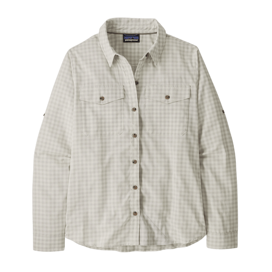 PATAGONIA WOMEN'S LONGSLEEVE SELF-GUIDED SUN SHIRT - NF: CRISPY GREYPATAGONIA WOMEN'S LONGSLEEVE SELF-GUIDED SUN SHIRT - NF: CRISPY GREY FRONT